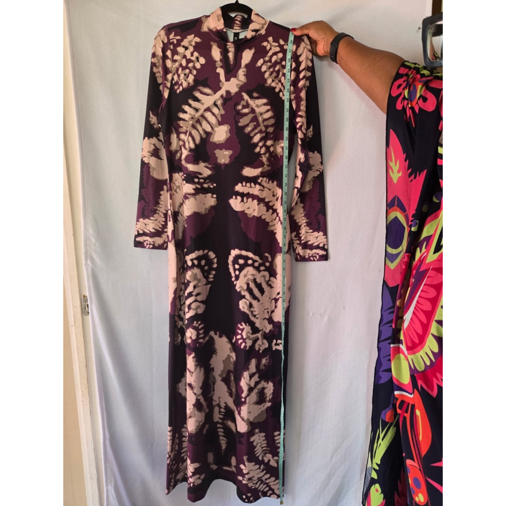 Women's Long Sleeve Dress Purple/Tan Floral Print Size S - Picture 4 of 6